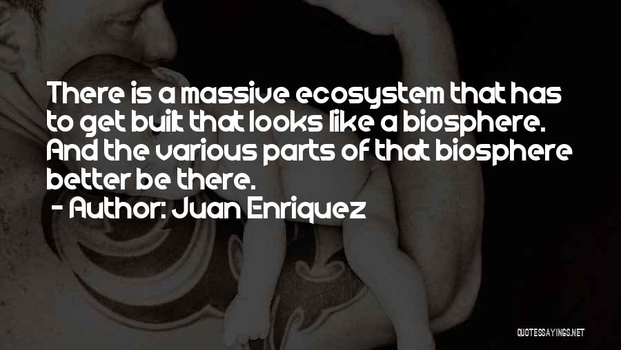 Juan Enriquez Quotes: There Is A Massive Ecosystem That Has To Get Built That Looks Like A Biosphere. And The Various Parts Of