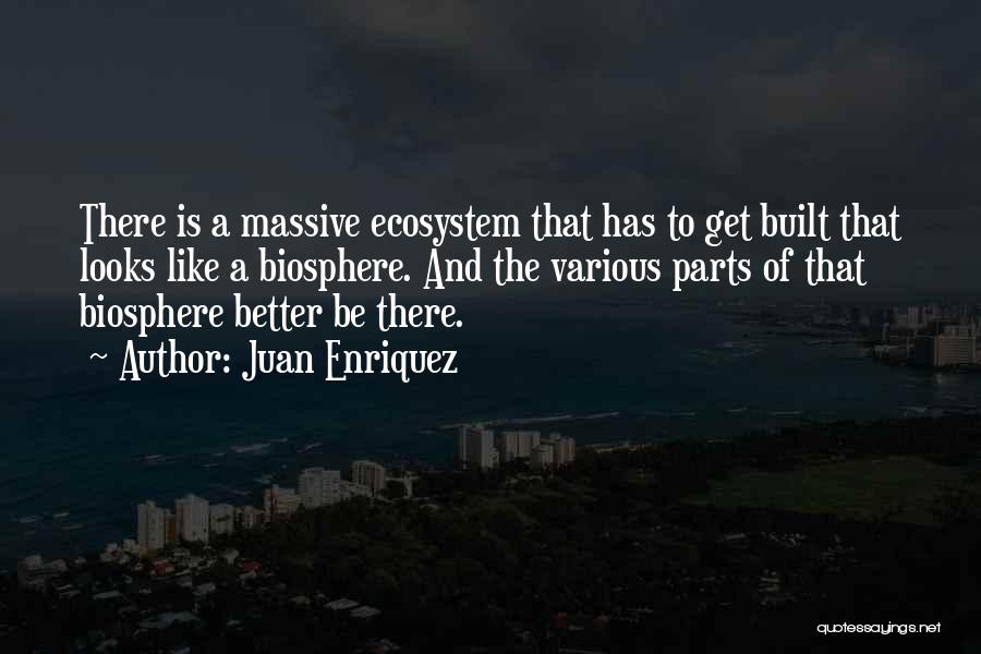 Juan Enriquez Quotes: There Is A Massive Ecosystem That Has To Get Built That Looks Like A Biosphere. And The Various Parts Of