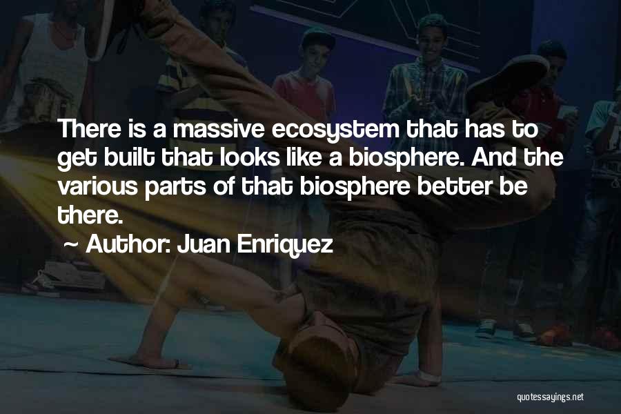 Juan Enriquez Quotes: There Is A Massive Ecosystem That Has To Get Built That Looks Like A Biosphere. And The Various Parts Of