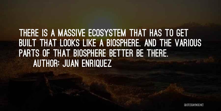 Juan Enriquez Quotes: There Is A Massive Ecosystem That Has To Get Built That Looks Like A Biosphere. And The Various Parts Of