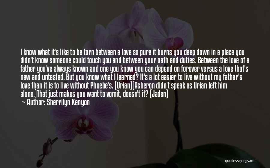 Sherrilyn Kenyon Quotes: I Know What It's Like To Be Torn Between A Love So Pure It Burns You Deep Down In A