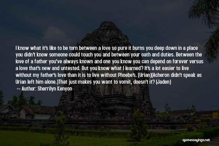 Sherrilyn Kenyon Quotes: I Know What It's Like To Be Torn Between A Love So Pure It Burns You Deep Down In A