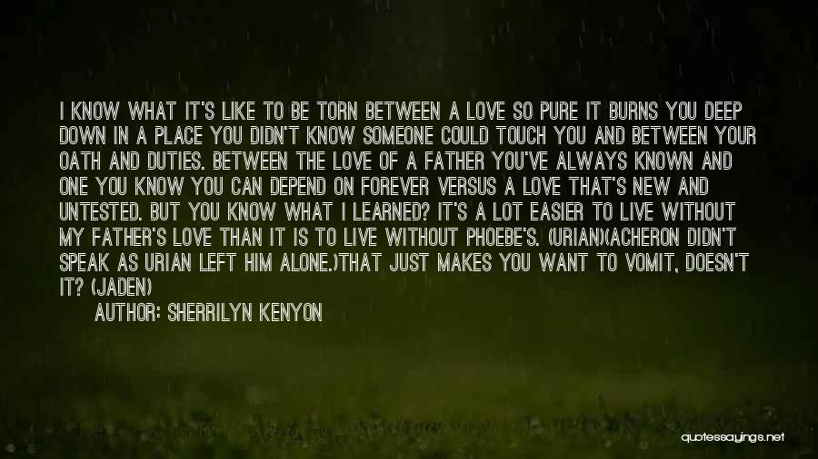 Sherrilyn Kenyon Quotes: I Know What It's Like To Be Torn Between A Love So Pure It Burns You Deep Down In A