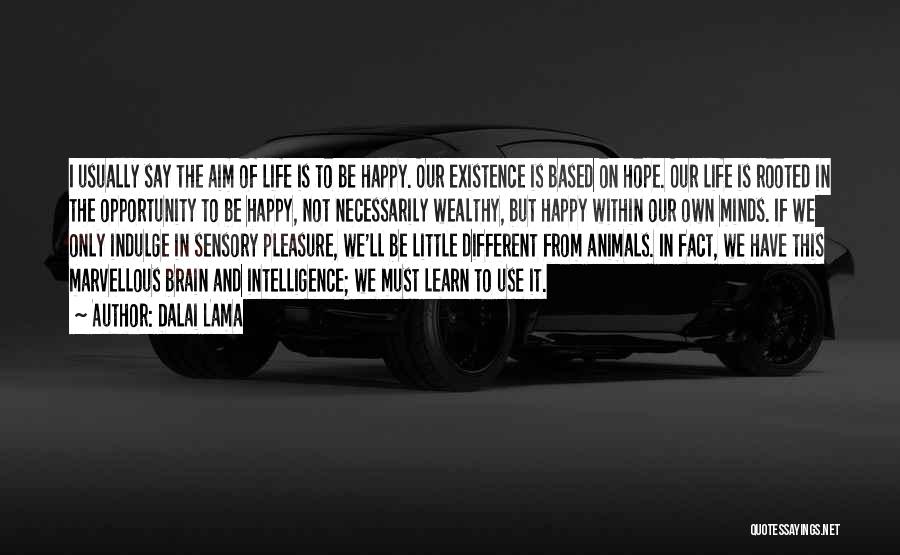 Dalai Lama Quotes: I Usually Say The Aim Of Life Is To Be Happy. Our Existence Is Based On Hope. Our Life Is