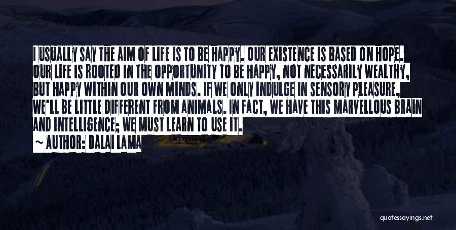 Dalai Lama Quotes: I Usually Say The Aim Of Life Is To Be Happy. Our Existence Is Based On Hope. Our Life Is