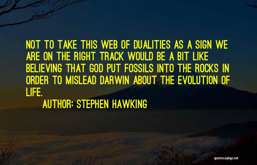 Stephen Hawking Quotes: Not To Take This Web Of Dualities As A Sign We Are On The Right Track Would Be A Bit