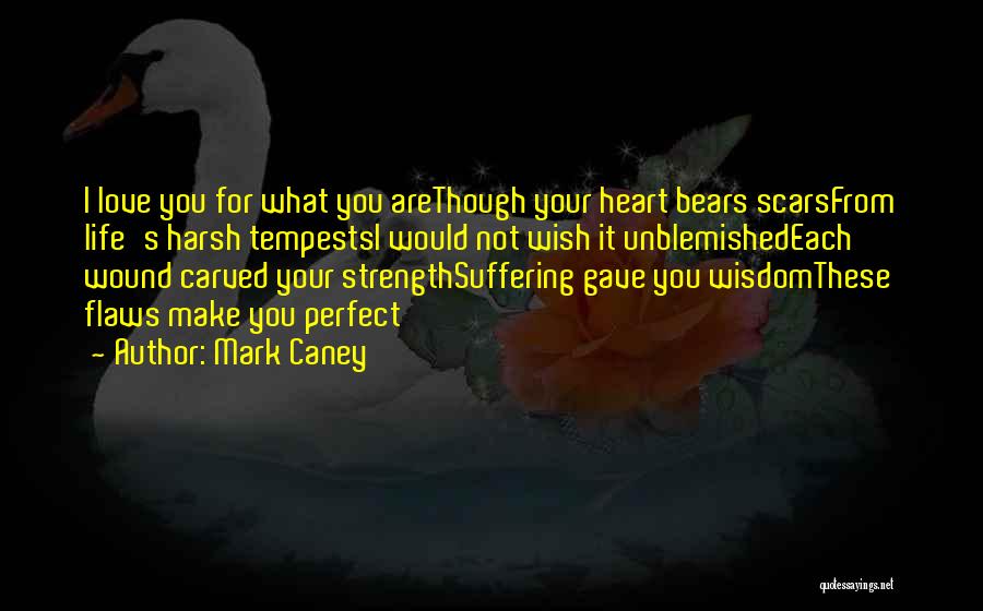 Mark Caney Quotes: I Love You For What You Arethough Your Heart Bears Scarsfrom Life's Harsh Tempestsi Would Not Wish It Unblemishedeach Wound