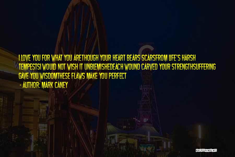 Mark Caney Quotes: I Love You For What You Arethough Your Heart Bears Scarsfrom Life's Harsh Tempestsi Would Not Wish It Unblemishedeach Wound