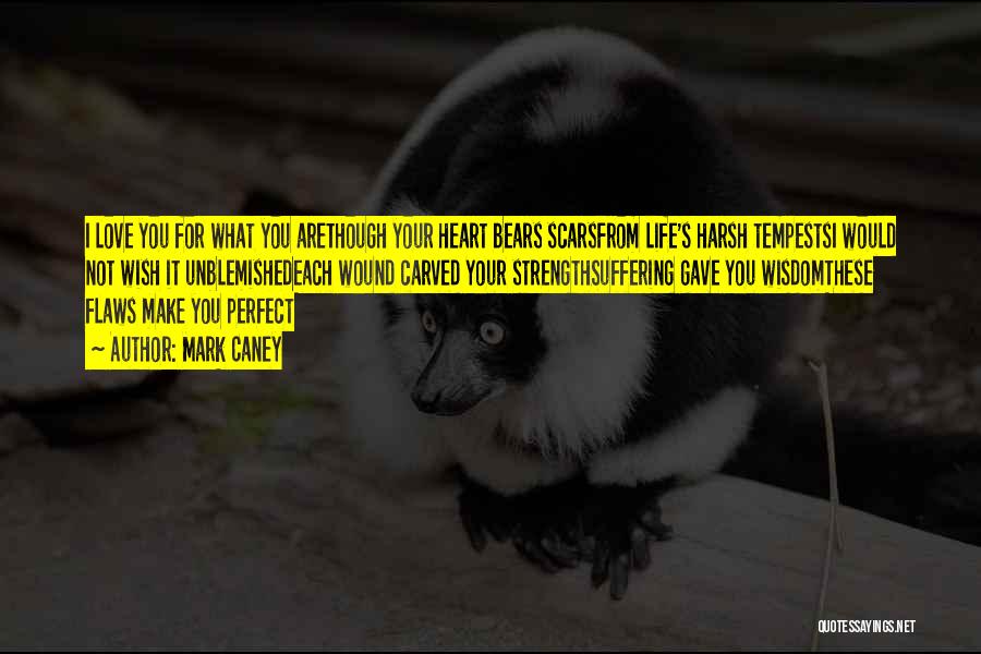 Mark Caney Quotes: I Love You For What You Arethough Your Heart Bears Scarsfrom Life's Harsh Tempestsi Would Not Wish It Unblemishedeach Wound