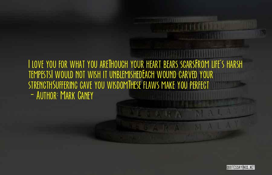 Mark Caney Quotes: I Love You For What You Arethough Your Heart Bears Scarsfrom Life's Harsh Tempestsi Would Not Wish It Unblemishedeach Wound