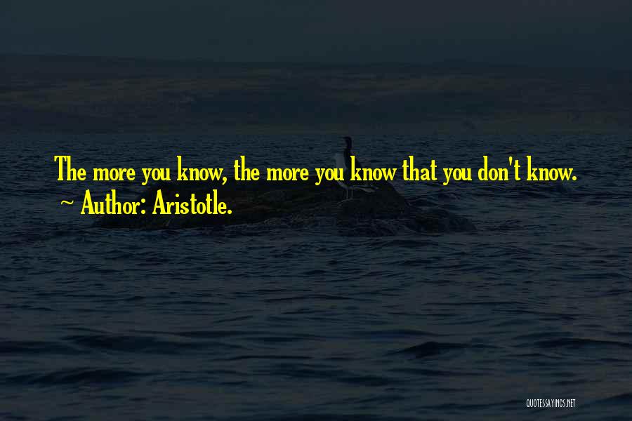 Aristotle. Quotes: The More You Know, The More You Know That You Don't Know.