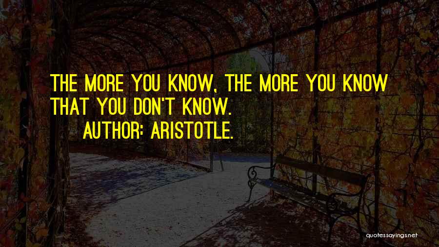 Aristotle. Quotes: The More You Know, The More You Know That You Don't Know.