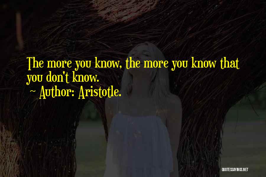 Aristotle. Quotes: The More You Know, The More You Know That You Don't Know.