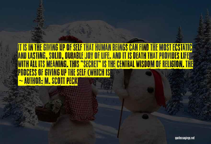 M. Scott Peck Quotes: It Is In The Giving Up Of Self That Human Beings Can Find The Most Ecstatic And Lasting, Solid, Durable