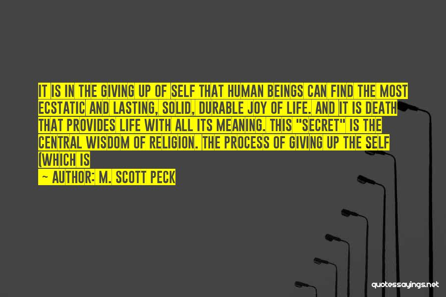 M. Scott Peck Quotes: It Is In The Giving Up Of Self That Human Beings Can Find The Most Ecstatic And Lasting, Solid, Durable