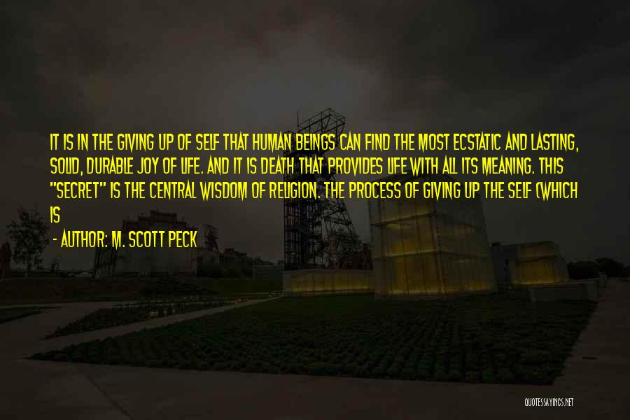 M. Scott Peck Quotes: It Is In The Giving Up Of Self That Human Beings Can Find The Most Ecstatic And Lasting, Solid, Durable