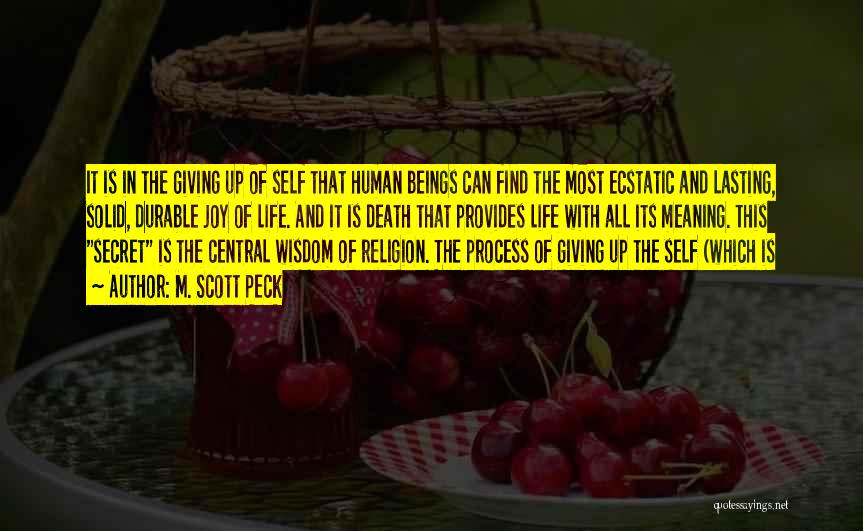 M. Scott Peck Quotes: It Is In The Giving Up Of Self That Human Beings Can Find The Most Ecstatic And Lasting, Solid, Durable