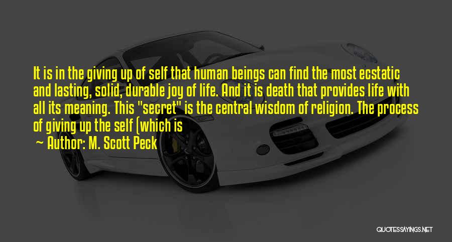 M. Scott Peck Quotes: It Is In The Giving Up Of Self That Human Beings Can Find The Most Ecstatic And Lasting, Solid, Durable