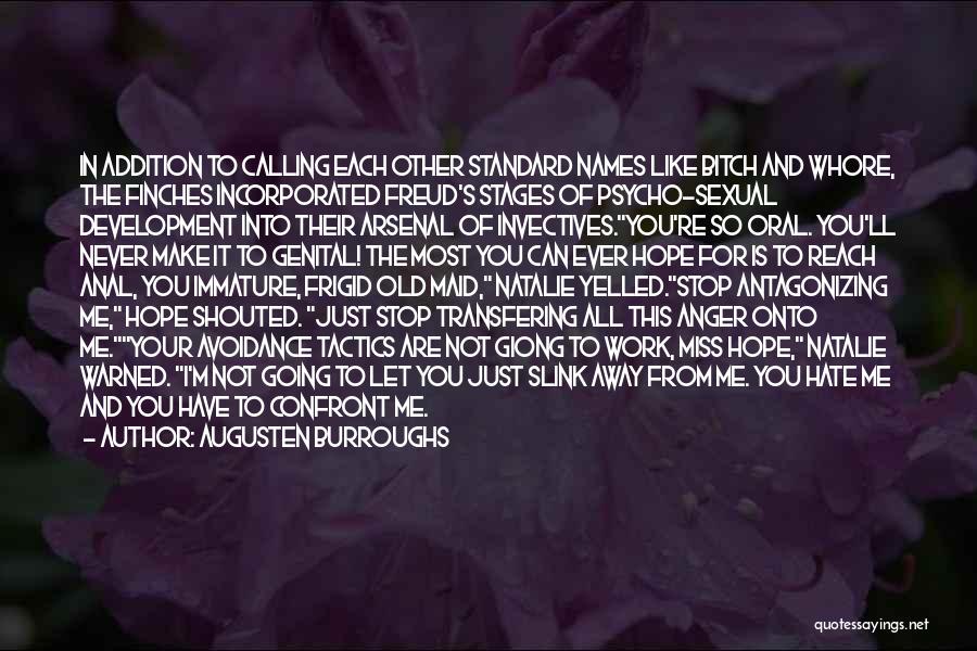 Augusten Burroughs Quotes: In Addition To Calling Each Other Standard Names Like Bitch And Whore, The Finches Incorporated Freud's Stages Of Psycho-sexual Development