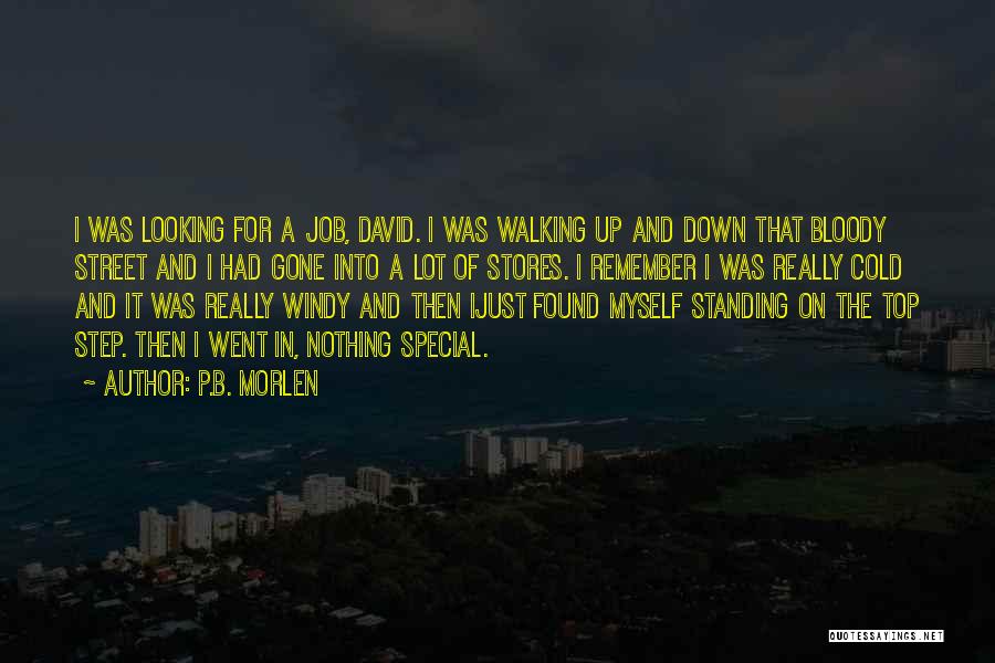 P.B. Morlen Quotes: I Was Looking For A Job, David. I Was Walking Up And Down That Bloody Street And I Had Gone