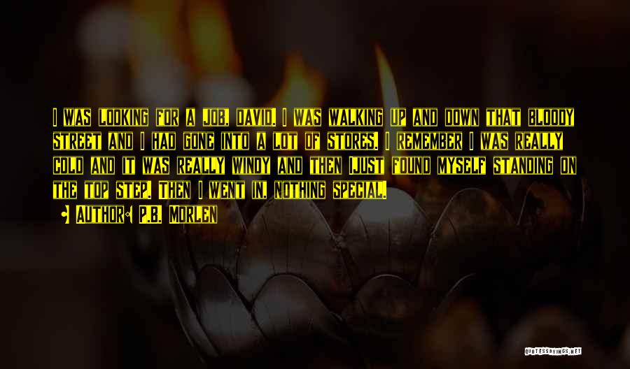 P.B. Morlen Quotes: I Was Looking For A Job, David. I Was Walking Up And Down That Bloody Street And I Had Gone
