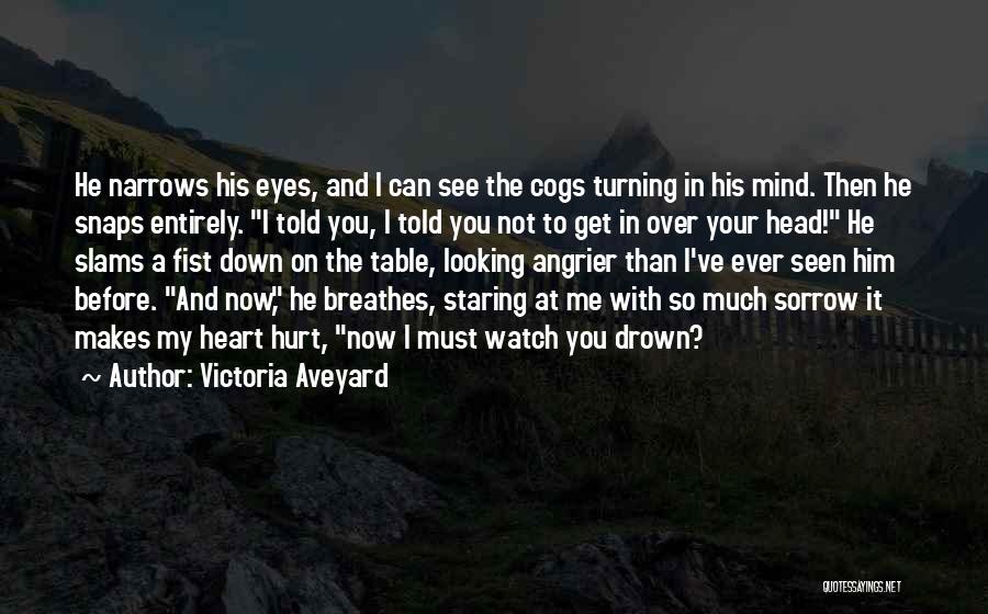 Victoria Aveyard Quotes: He Narrows His Eyes, And I Can See The Cogs Turning In His Mind. Then He Snaps Entirely. I Told