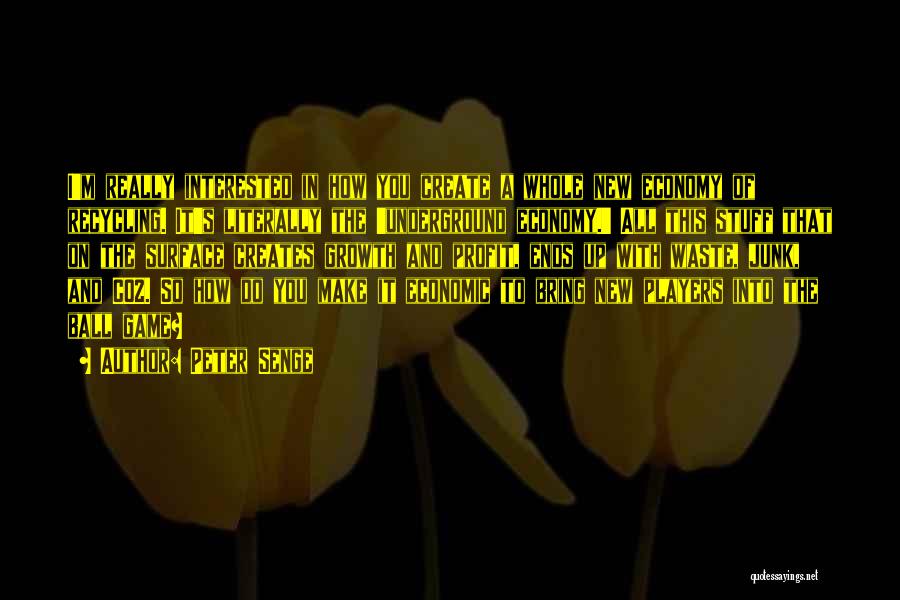 Peter Senge Quotes: I'm Really Interested In How You Create A Whole New Economy Of Recycling. It's Literally The 'underground Economy.' All This