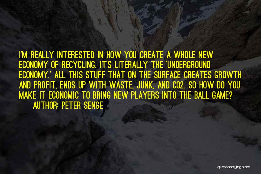 Peter Senge Quotes: I'm Really Interested In How You Create A Whole New Economy Of Recycling. It's Literally The 'underground Economy.' All This