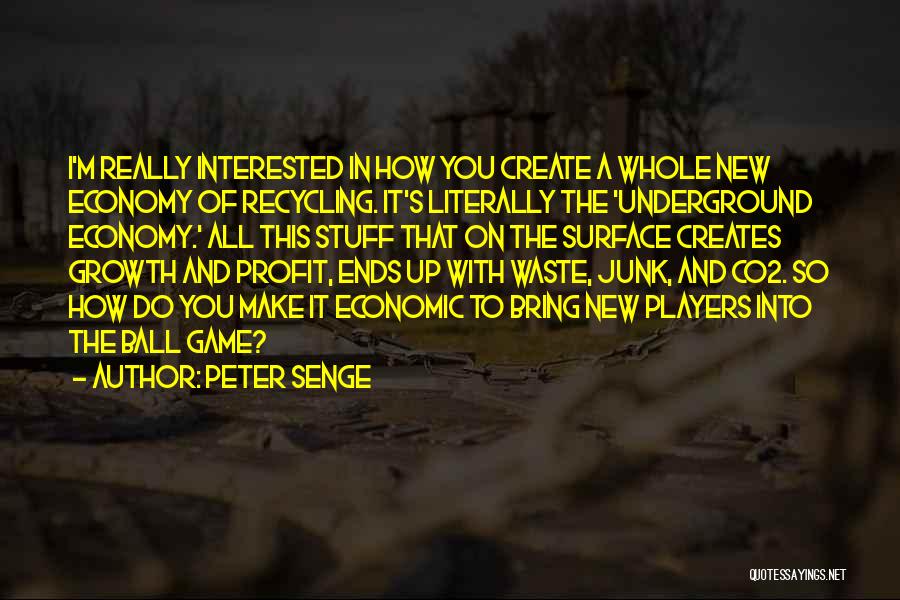 Peter Senge Quotes: I'm Really Interested In How You Create A Whole New Economy Of Recycling. It's Literally The 'underground Economy.' All This