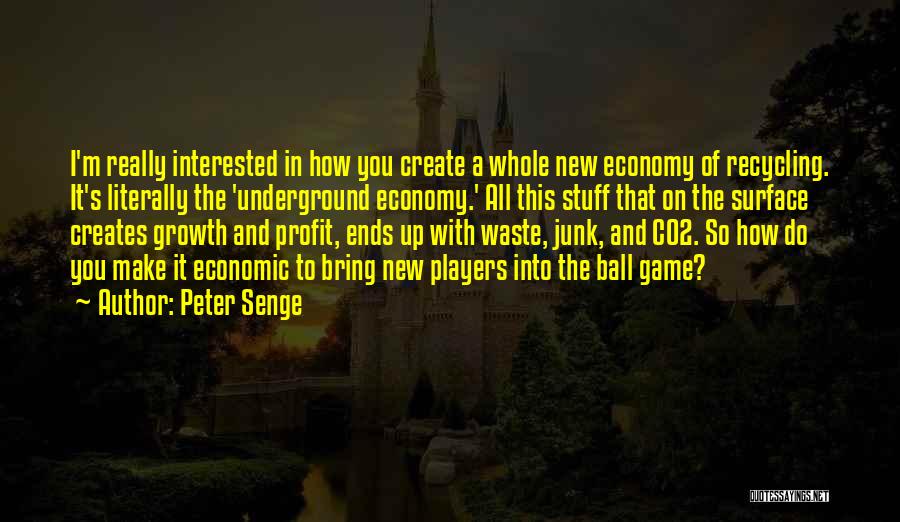 Peter Senge Quotes: I'm Really Interested In How You Create A Whole New Economy Of Recycling. It's Literally The 'underground Economy.' All This