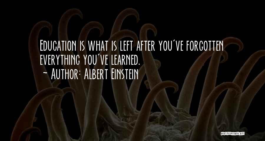 Albert Einstein Quotes: Education Is What Is Left After You've Forgotten Everything You've Learned.