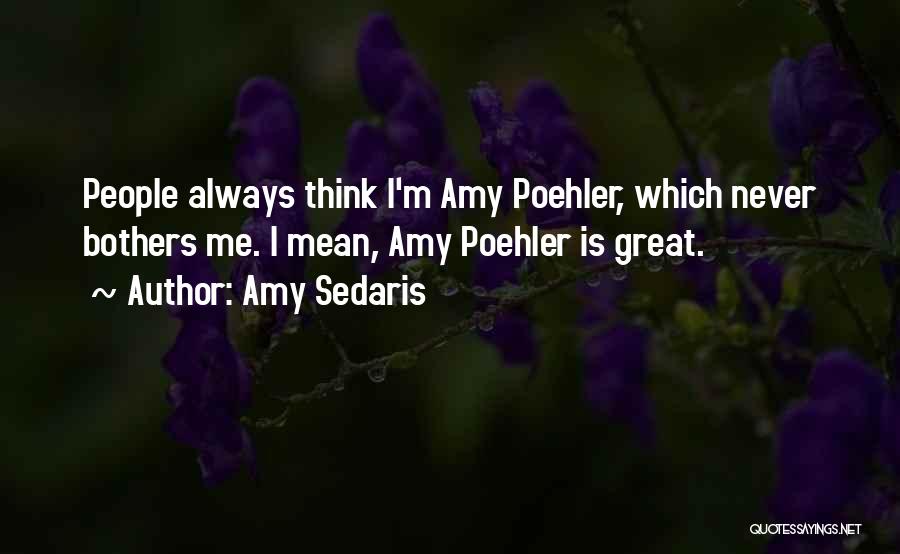 Amy Sedaris Quotes: People Always Think I'm Amy Poehler, Which Never Bothers Me. I Mean, Amy Poehler Is Great.