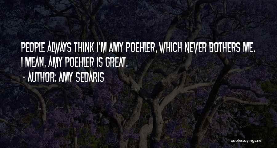 Amy Sedaris Quotes: People Always Think I'm Amy Poehler, Which Never Bothers Me. I Mean, Amy Poehler Is Great.