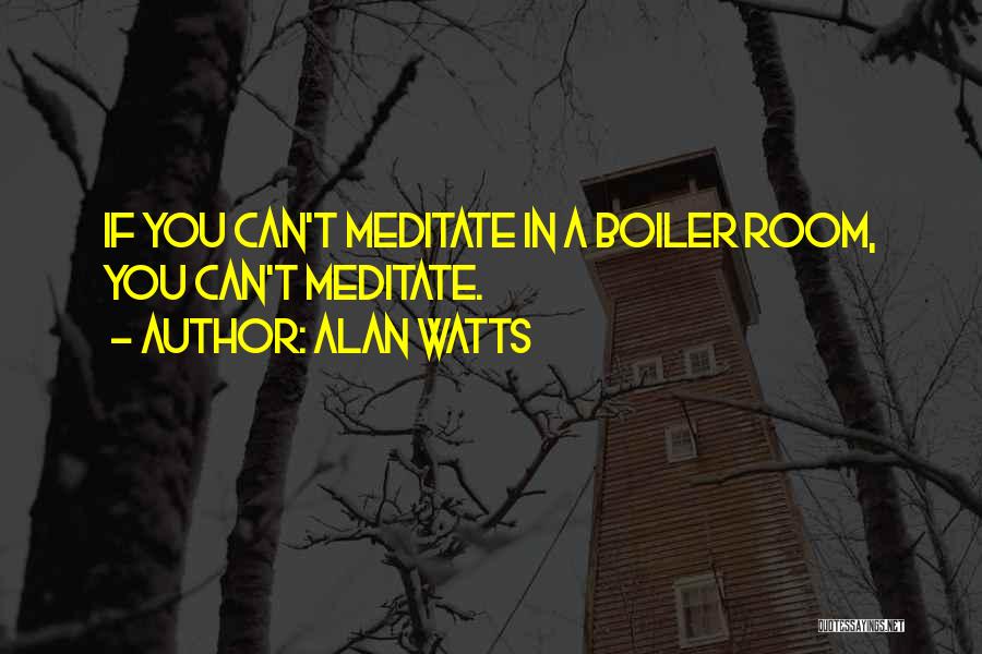 Alan Watts Quotes: If You Can't Meditate In A Boiler Room, You Can't Meditate.