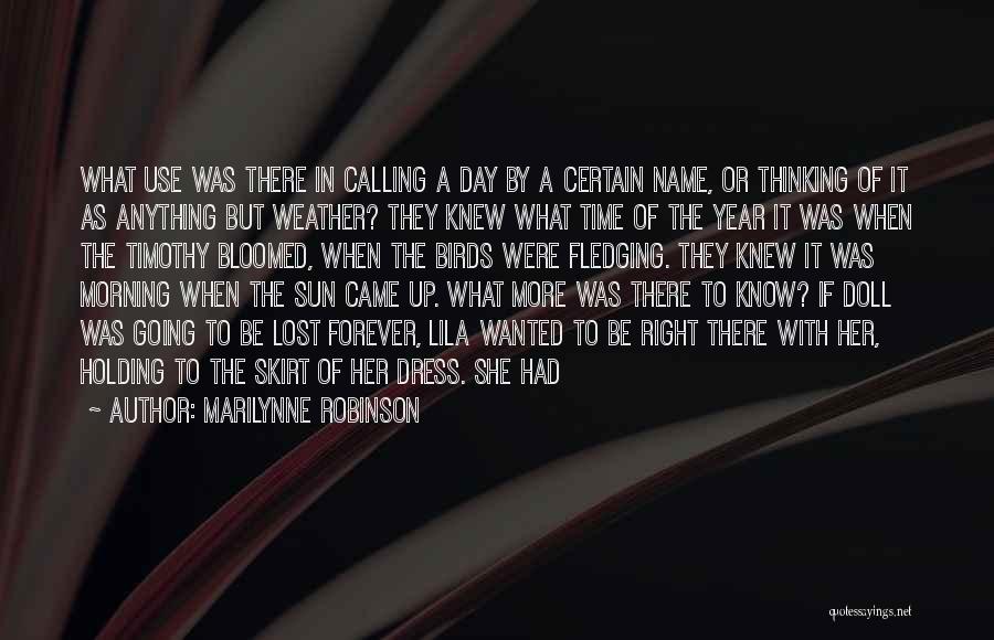 Marilynne Robinson Quotes: What Use Was There In Calling A Day By A Certain Name, Or Thinking Of It As Anything But Weather?