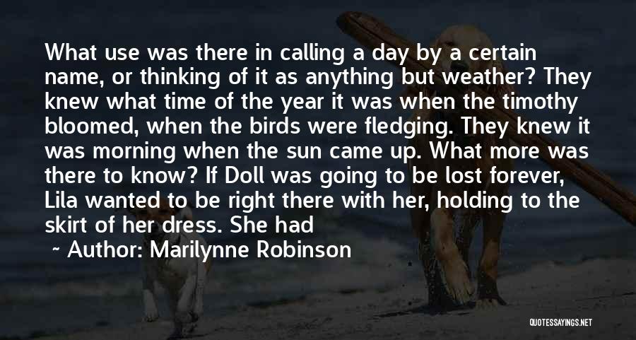 Marilynne Robinson Quotes: What Use Was There In Calling A Day By A Certain Name, Or Thinking Of It As Anything But Weather?