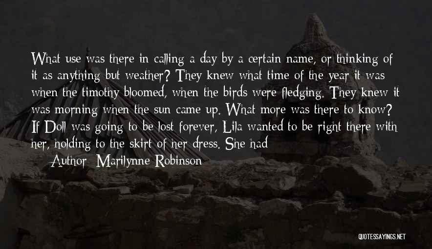 Marilynne Robinson Quotes: What Use Was There In Calling A Day By A Certain Name, Or Thinking Of It As Anything But Weather?