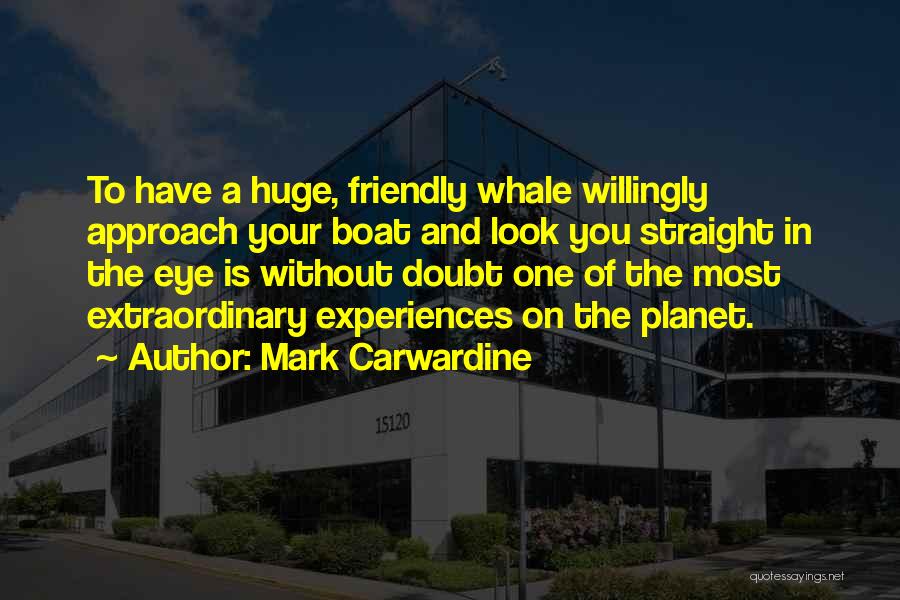 Mark Carwardine Quotes: To Have A Huge, Friendly Whale Willingly Approach Your Boat And Look You Straight In The Eye Is Without Doubt