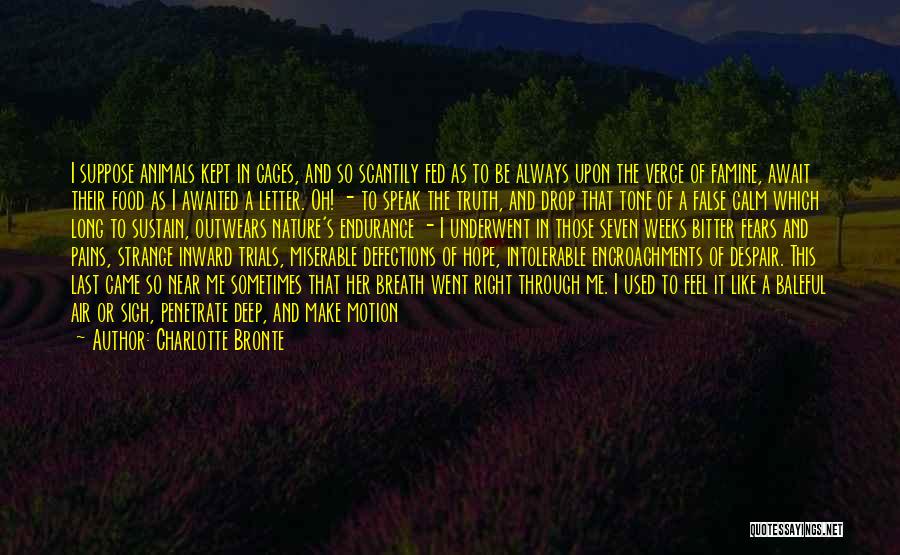 Charlotte Bronte Quotes: I Suppose Animals Kept In Cages, And So Scantily Fed As To Be Always Upon The Verge Of Famine, Await