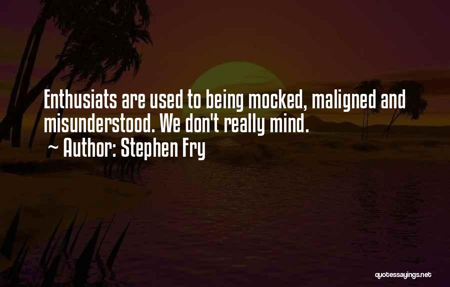 Stephen Fry Quotes: Enthusiats Are Used To Being Mocked, Maligned And Misunderstood. We Don't Really Mind.