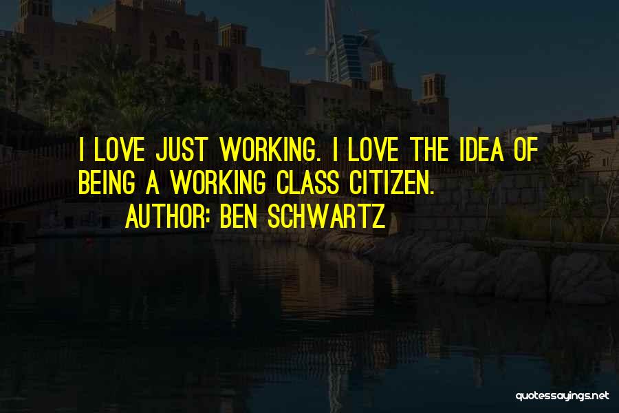 Ben Schwartz Quotes: I Love Just Working. I Love The Idea Of Being A Working Class Citizen.