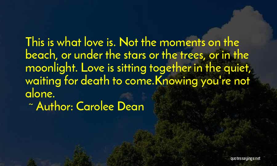 Carolee Dean Quotes: This Is What Love Is. Not The Moments On The Beach, Or Under The Stars Or The Trees, Or In