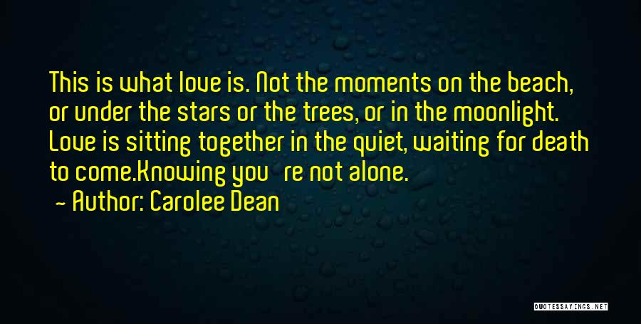 Carolee Dean Quotes: This Is What Love Is. Not The Moments On The Beach, Or Under The Stars Or The Trees, Or In