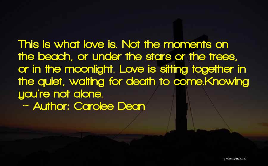 Carolee Dean Quotes: This Is What Love Is. Not The Moments On The Beach, Or Under The Stars Or The Trees, Or In