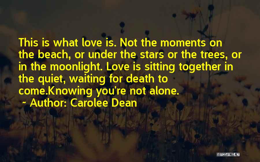 Carolee Dean Quotes: This Is What Love Is. Not The Moments On The Beach, Or Under The Stars Or The Trees, Or In