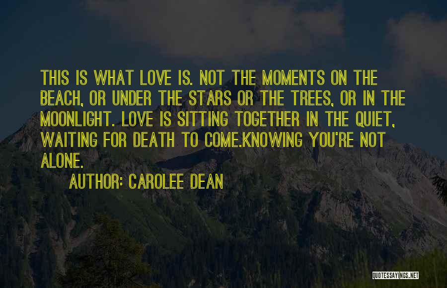 Carolee Dean Quotes: This Is What Love Is. Not The Moments On The Beach, Or Under The Stars Or The Trees, Or In