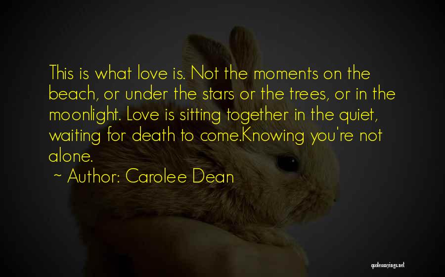 Carolee Dean Quotes: This Is What Love Is. Not The Moments On The Beach, Or Under The Stars Or The Trees, Or In