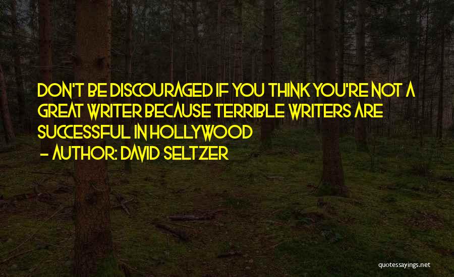 David Seltzer Quotes: Don't Be Discouraged If You Think You're Not A Great Writer Because Terrible Writers Are Successful In Hollywood