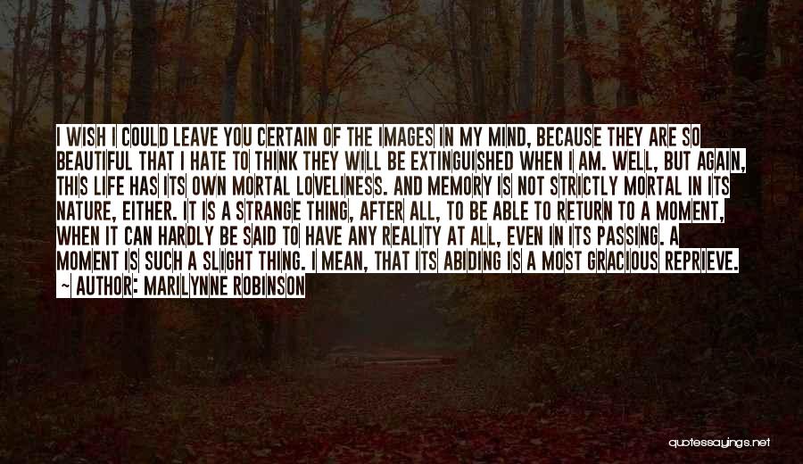 Marilynne Robinson Quotes: I Wish I Could Leave You Certain Of The Images In My Mind, Because They Are So Beautiful That I