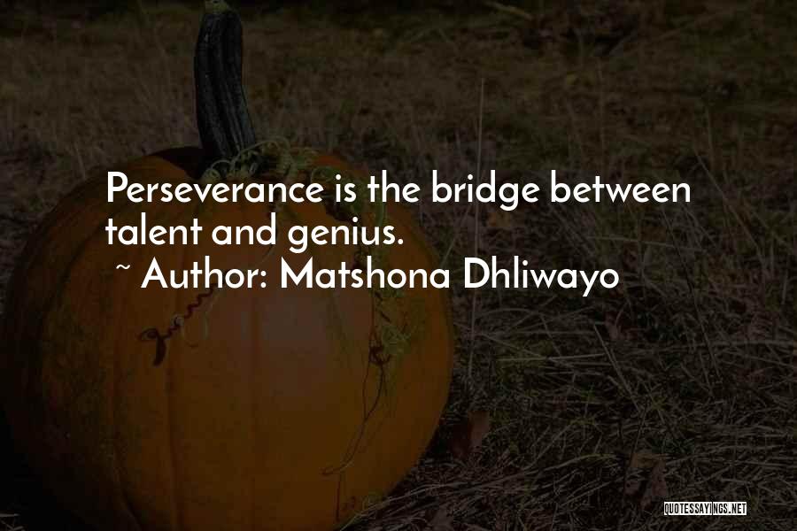 Matshona Dhliwayo Quotes: Perseverance Is The Bridge Between Talent And Genius.